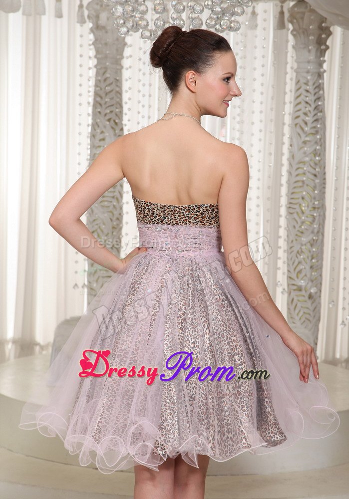 Sweetheart Knee-length Leopard and Organza Prom Dress 2013