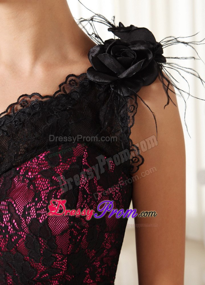 Modest Lace One Shoulder With Hand Made Flowers 2013 Prom Dress