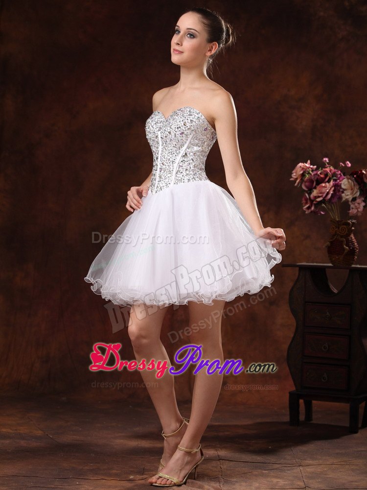 Sweetheart Beaded A-line Mini-length White Prom Dress In California