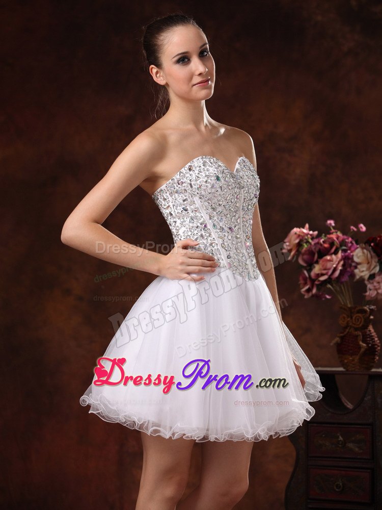 Sweetheart Beaded A-line Mini-length White Prom Dress In California