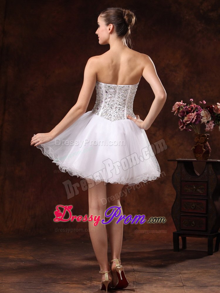 Sweetheart Beaded A-line Mini-length White Prom Dress In California