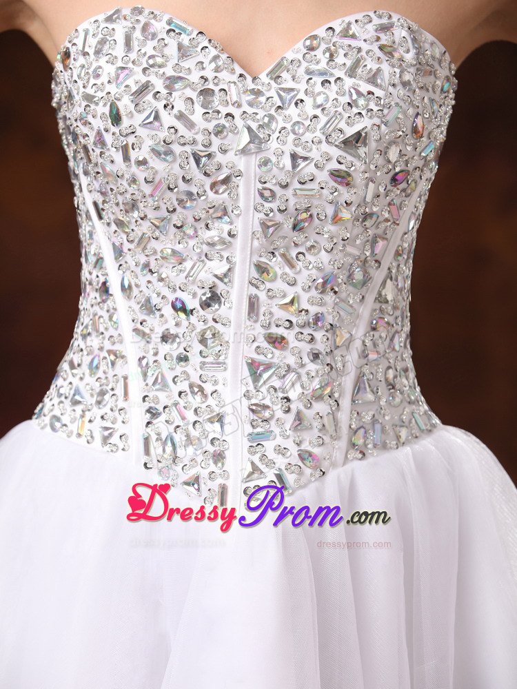 Sweetheart Beaded A-line Mini-length White Prom Dress In California