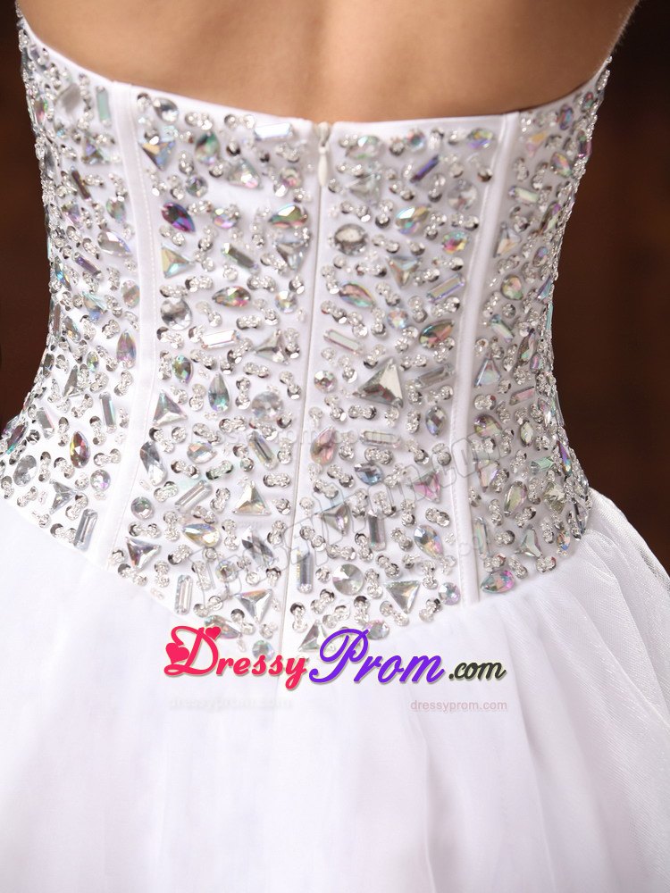 Sweetheart Beaded A-line Mini-length White Prom Dress In California