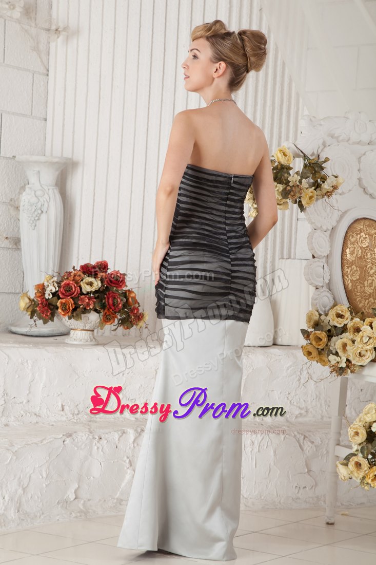 Sweetheart Black and Ivory Mermaid Ruched Prom Dress Satin