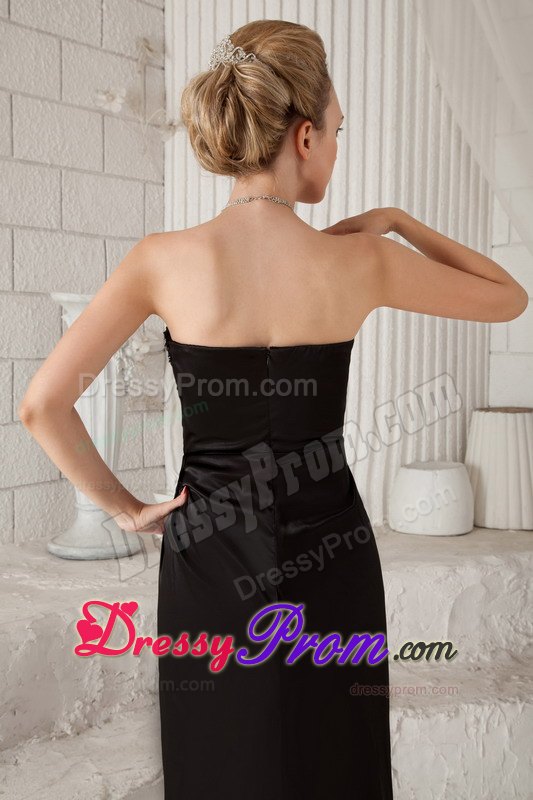 Elegant Black Column Sweetheart Ankle-length Appliques Prom Dress