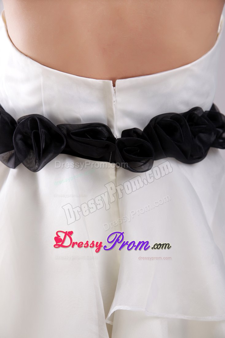 Sweetheart White A-Line Mini-length Organza Ruffles Prom Dress