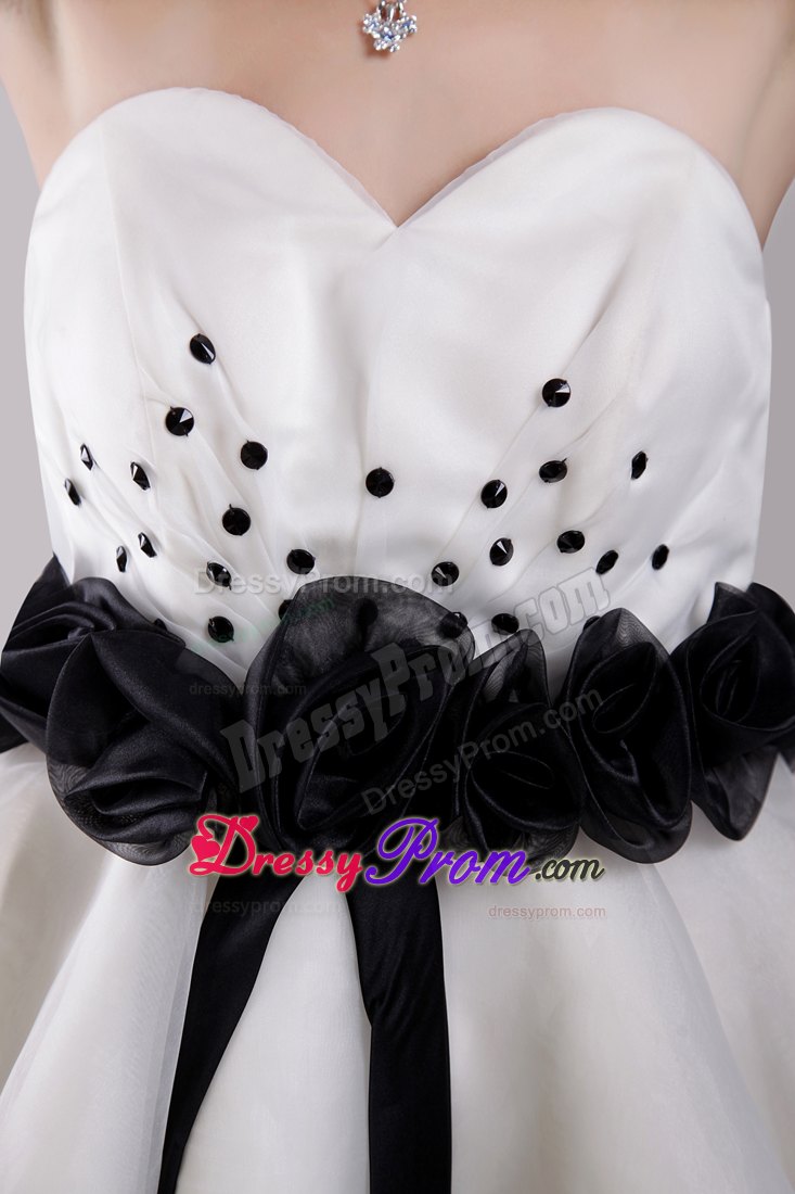 Sweetheart White A-Line Mini-length Organza Ruffles Prom Dress