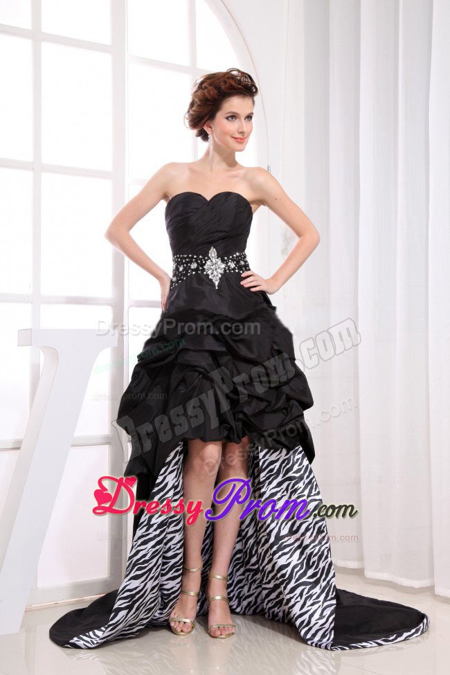 Black Sweetheart High-low Prom Dress with Pick-ups Beaded 2013