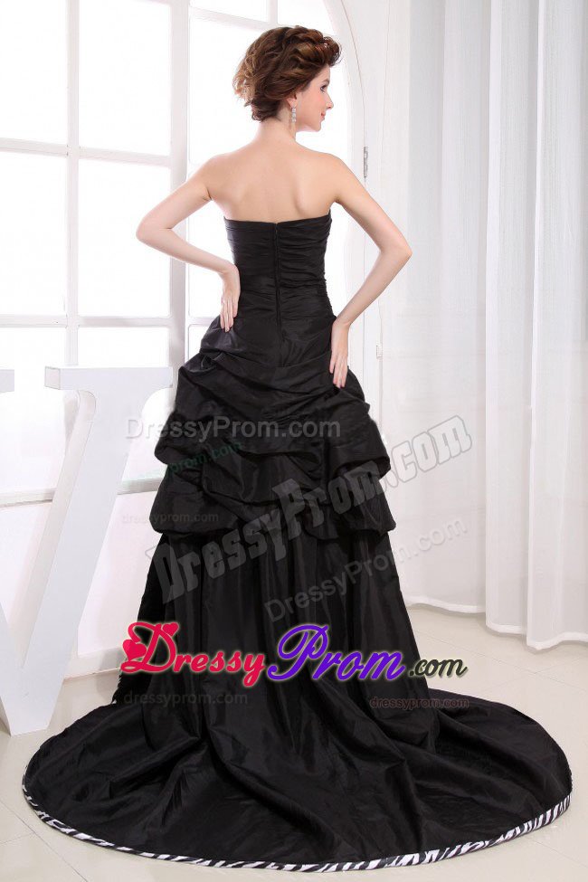 Black Sweetheart High-low Prom Dress with Pick-ups Beaded 2013