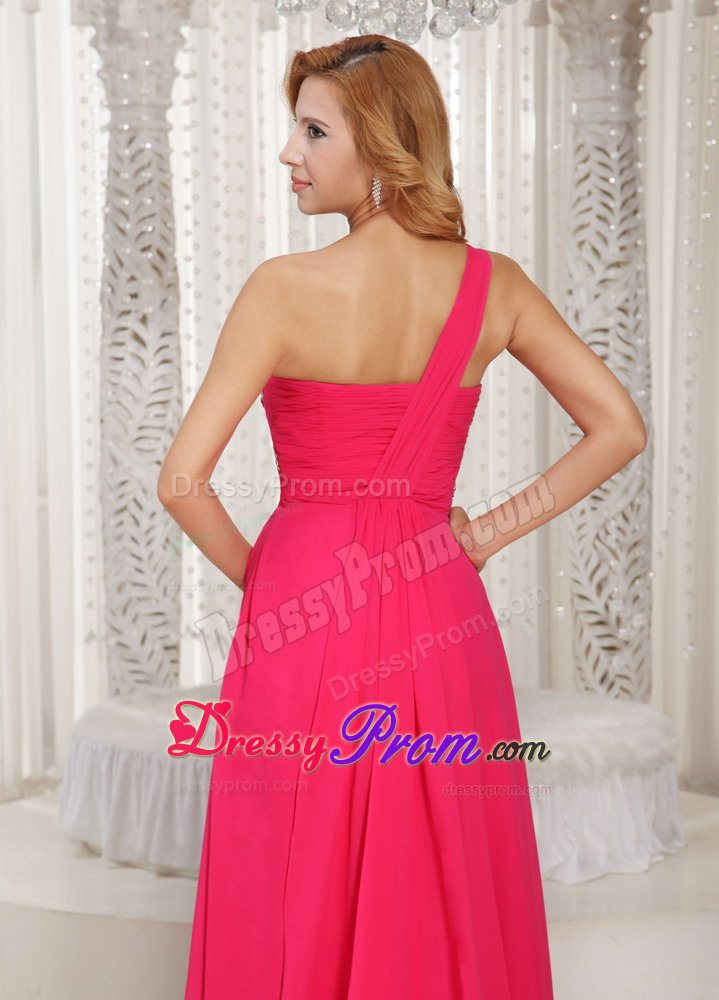 Chiffon One Shoulder Beaded Prom Dress With Watteau Train 2013