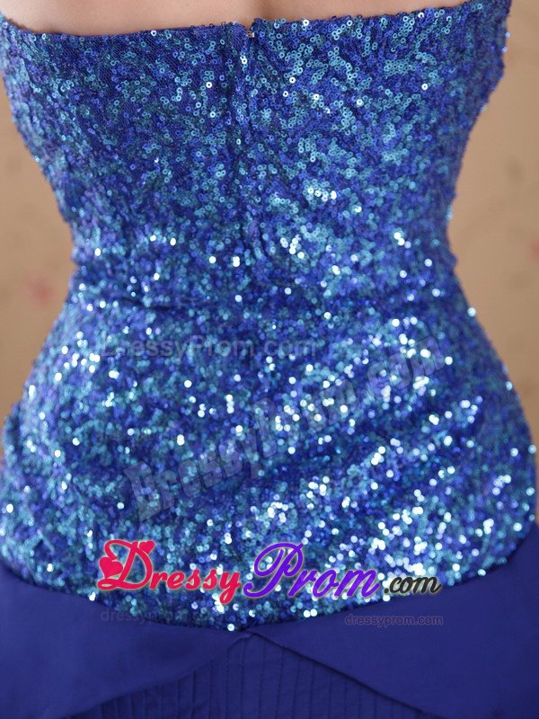 Royal Blue Pleated Sweetheart Chiffon Prom Dress with Beading