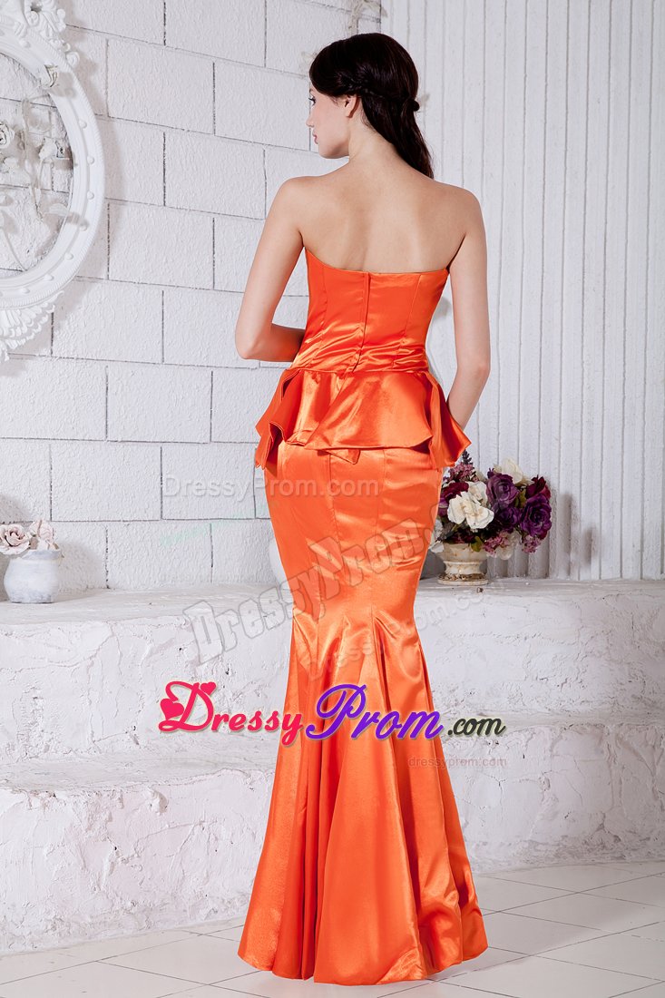 Orange Red Mermaid Sweetheart Ruching Taffeta Evening Prom Dress