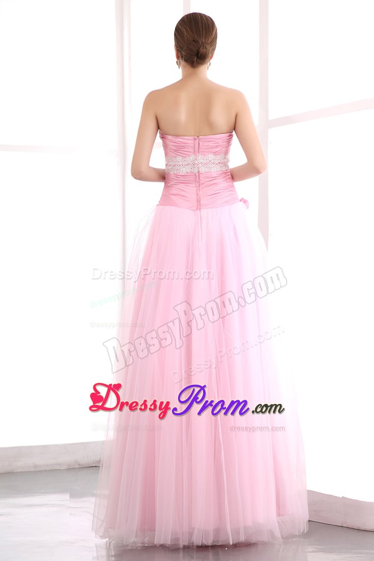 Pink Appliques Sweetheart Homecoming Prom Dress with Hand Flowers