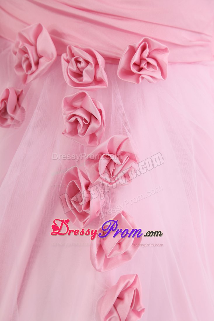 Pink Appliques Sweetheart Homecoming Prom Dress with Hand Flowers