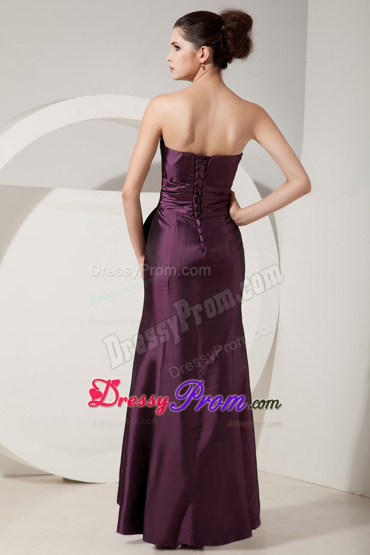 Mermaid Dark Purple Satin Beading Prom Mother Of Bride Dresses