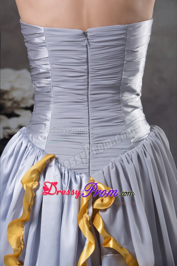 Ruffled Layers Grey Ruched Prom Celebrity Dresses with Beading