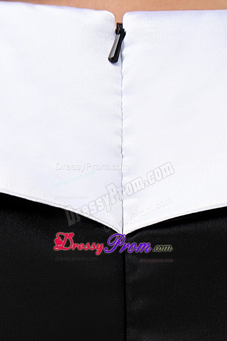 Bateau Black and White Satin Prom Mother Of The Bride Dresses