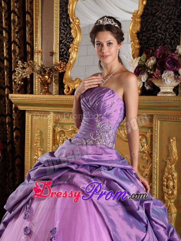 Pick Ups Beading Handmade Flowers Taffeta Lavender Sweet Sixteen Dress