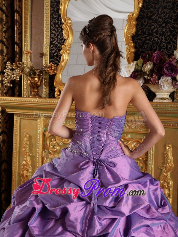 Pick Ups Beading Handmade Flowers Taffeta Lavender Sweet Sixteen Dress
