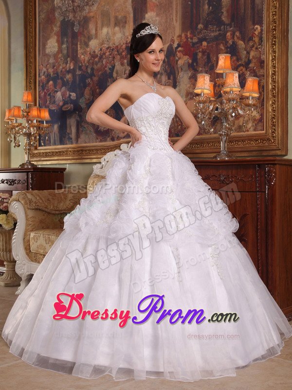 Pure Organza White Appliqued Sweet 15 Dresses in Hampshire