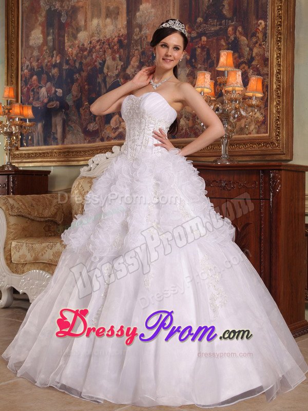 Pure Organza White Appliqued Sweet 15 Dresses in Hampshire