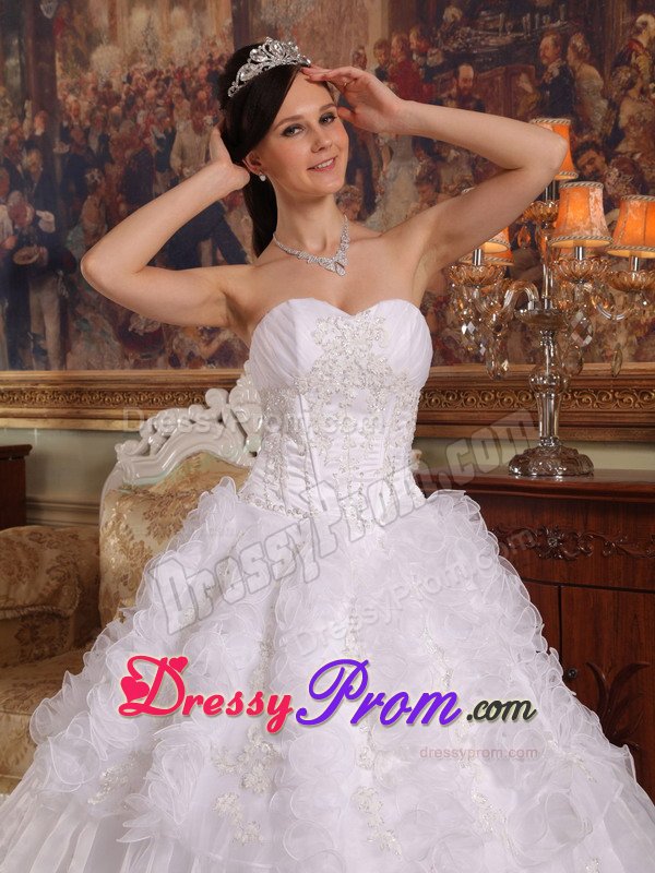 Pure Organza White Appliqued Sweet 15 Dresses in Hampshire
