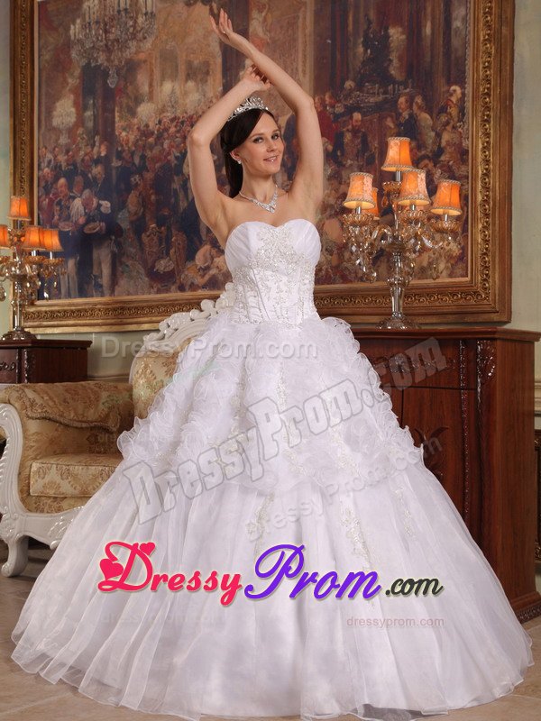 Pure Organza White Appliqued Sweet 15 Dresses in Hampshire