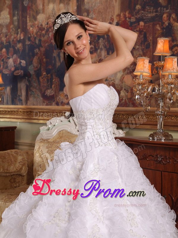 Pure Organza White Appliqued Sweet 15 Dresses in Hampshire