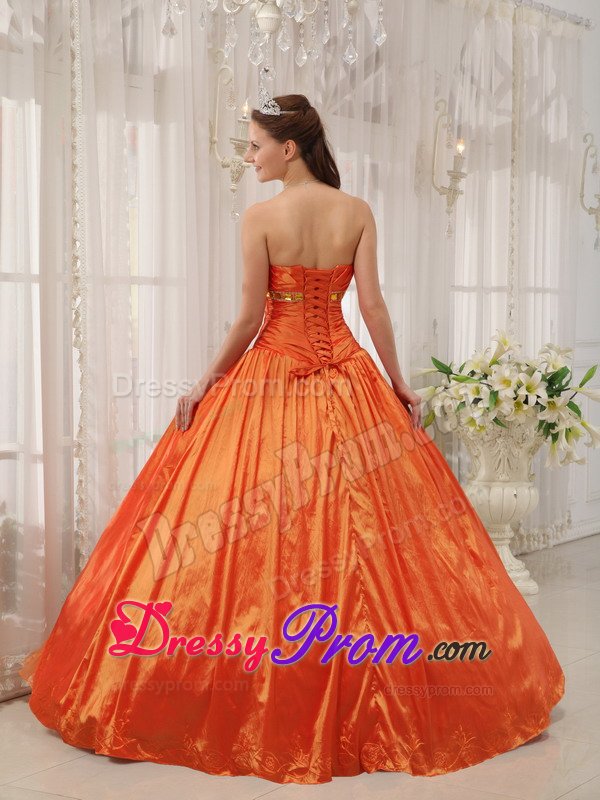 Ruched Orange Sweet 15/16 Birthday Dress with Ruffled Layers
