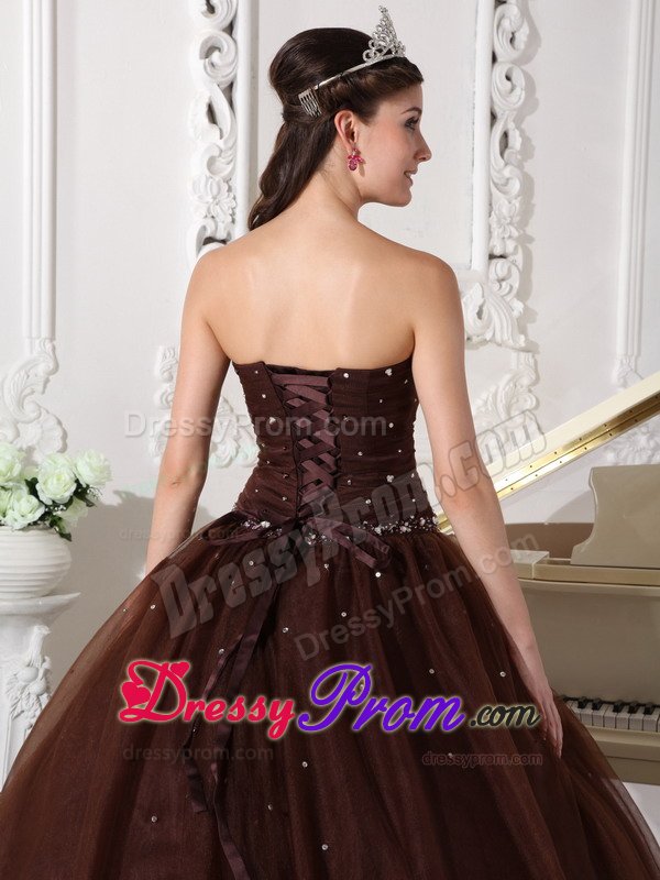 Simple Brown Sweet 15 Dresses with Rhinestones Gloucestershire