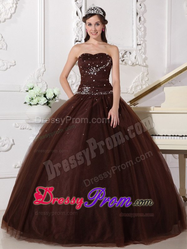 Simple Brown Sweet 15 Dresses with Rhinestones Gloucestershire