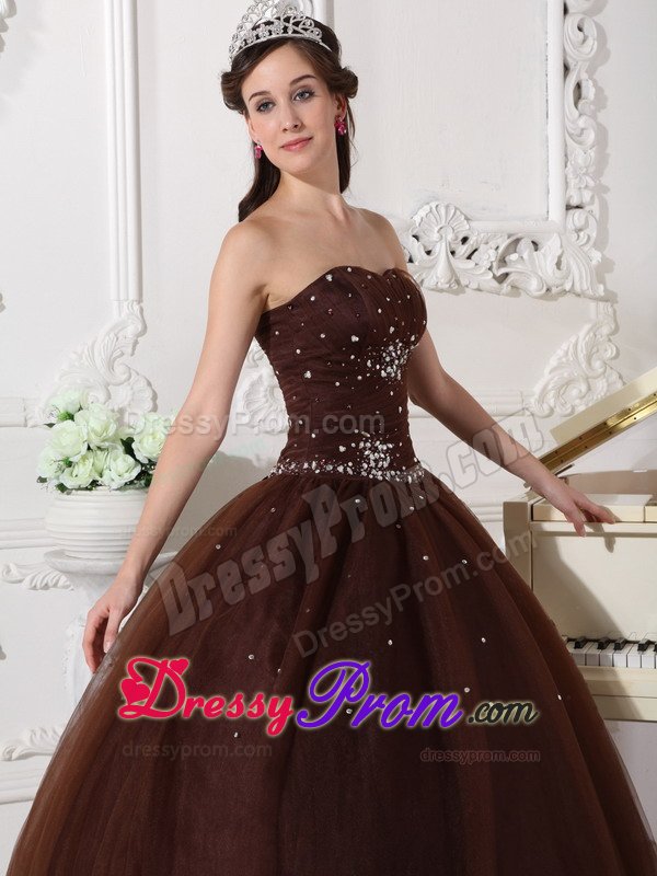 Simple Brown Sweet 15 Dresses with Rhinestones Gloucestershire