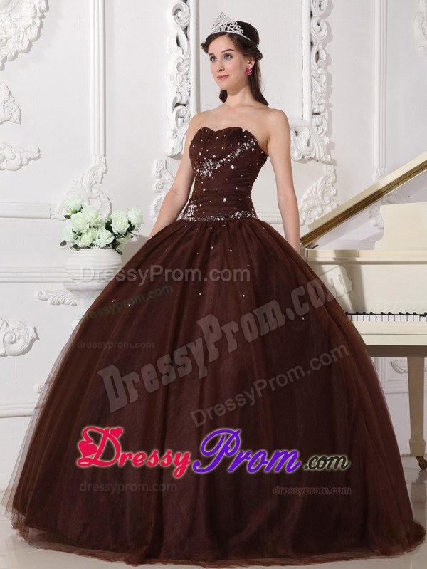 Simple Brown Sweet 15 Dresses with Rhinestones Gloucestershire