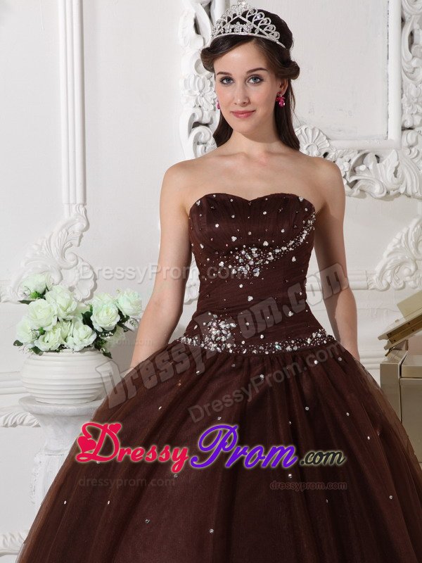 Simple Brown Sweet 15 Dresses with Rhinestones Gloucestershire