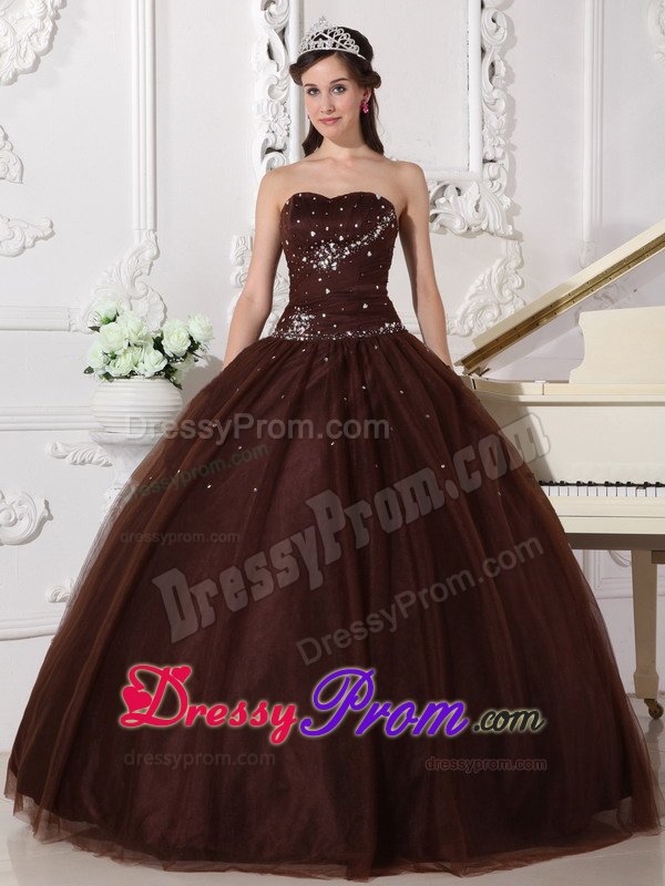 Simple Brown Sweet 15 Dresses with Rhinestones Gloucestershire