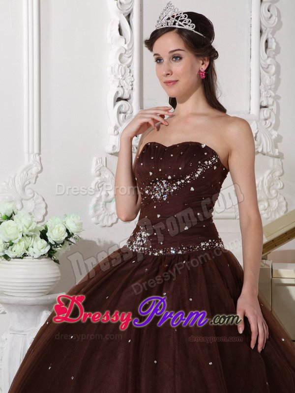 Simple Brown Sweet 15 Dresses with Rhinestones Gloucestershire