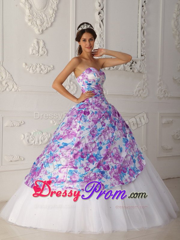Printing Multi-color Sweetheart Sweet 15/16 Birthday Dresses