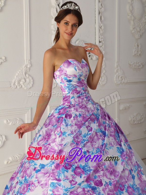 Printing Multi-color Sweetheart Sweet 15/16 Birthday Dresses
