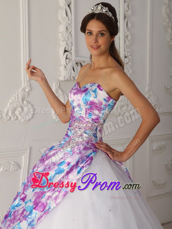 Printing Multi-color Sweetheart Sweet 15/16 Birthday Dresses