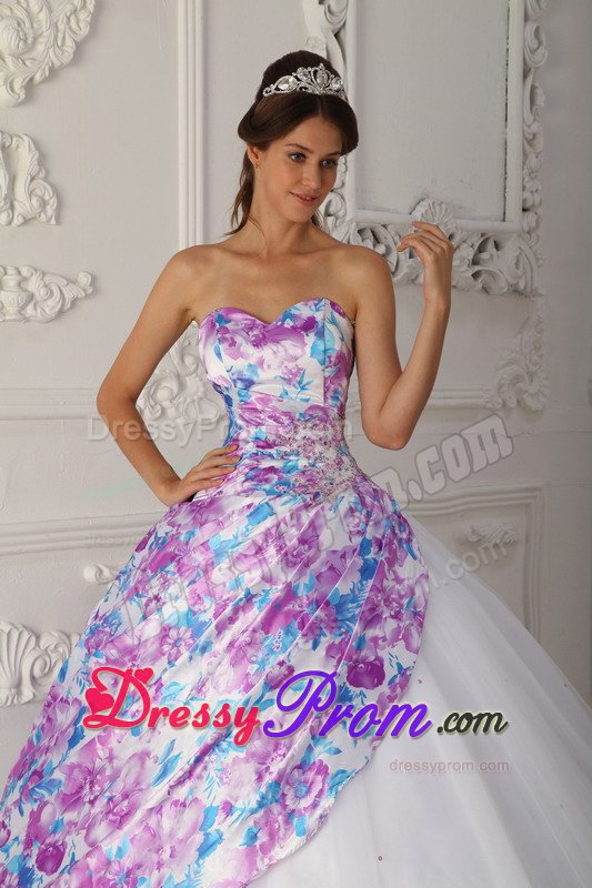 Printing Multi-color Sweetheart Sweet 15/16 Birthday Dresses