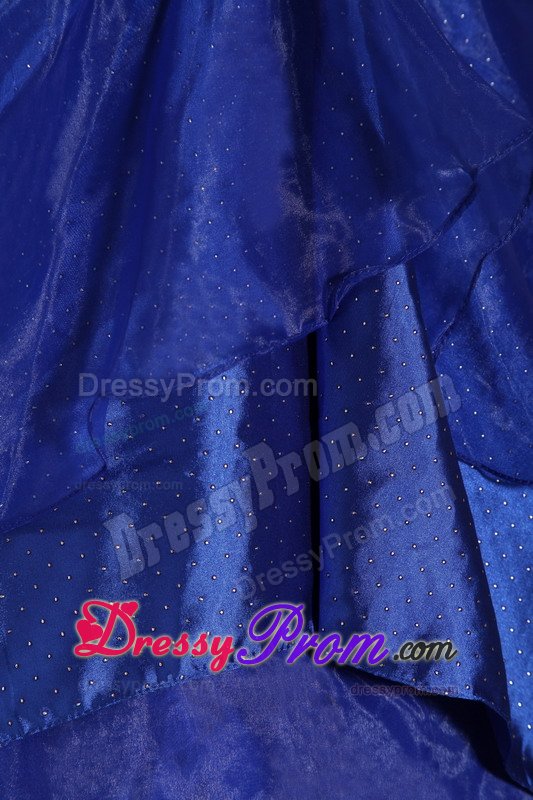 Royal Blue One Shoulder Beaded Quinceanera Gown Dresses