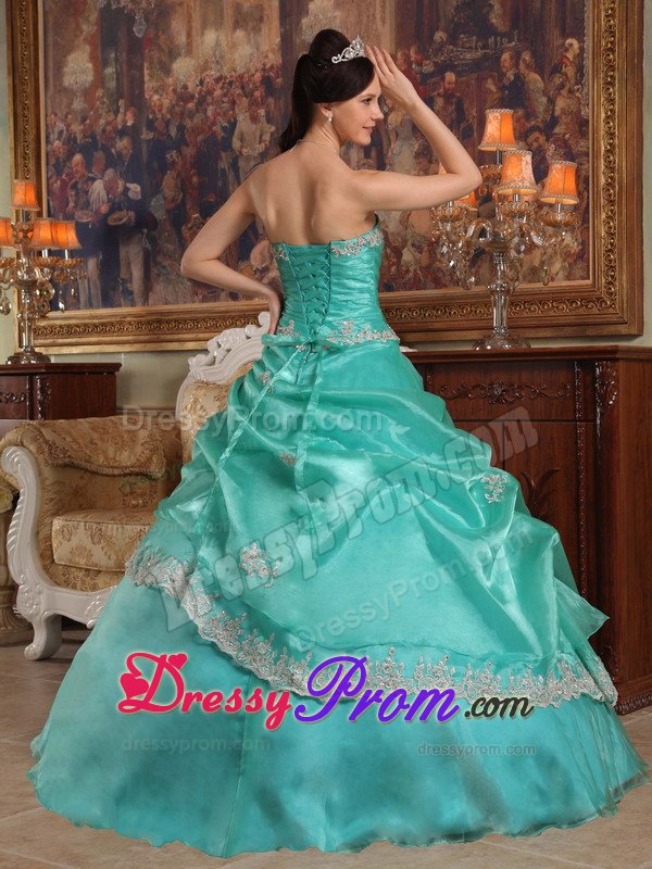 Customized Sweetheart Appliqued Pick Ups Quinceanera Dresses