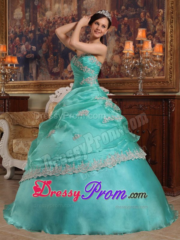 Customized Sweetheart Appliqued Pick Ups Quinceanera Dresses