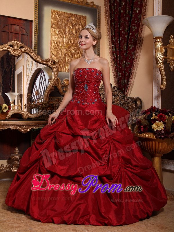 2013 On Sale Wine Red Quinceanera Dress with Beading Pick Ups