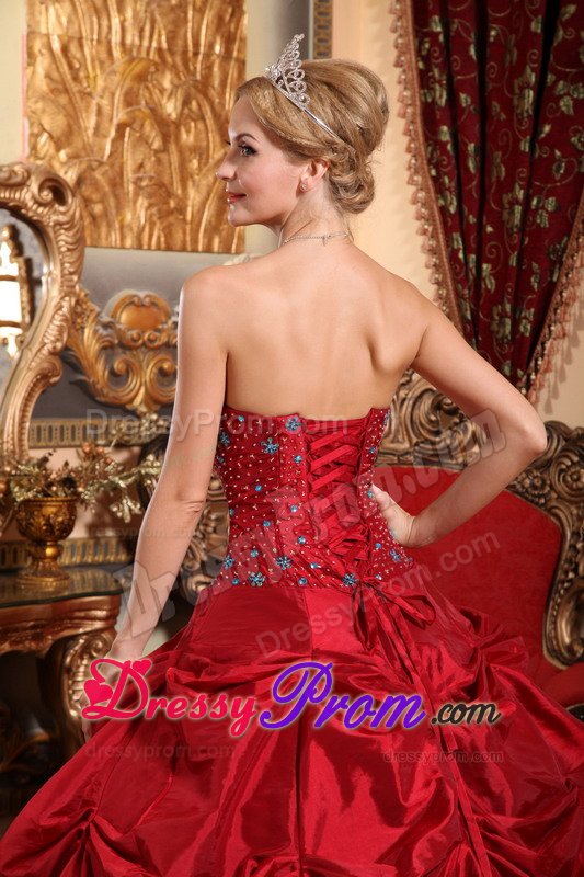 2013 On Sale Wine Red Quinceanera Dress with Beading Pick Ups