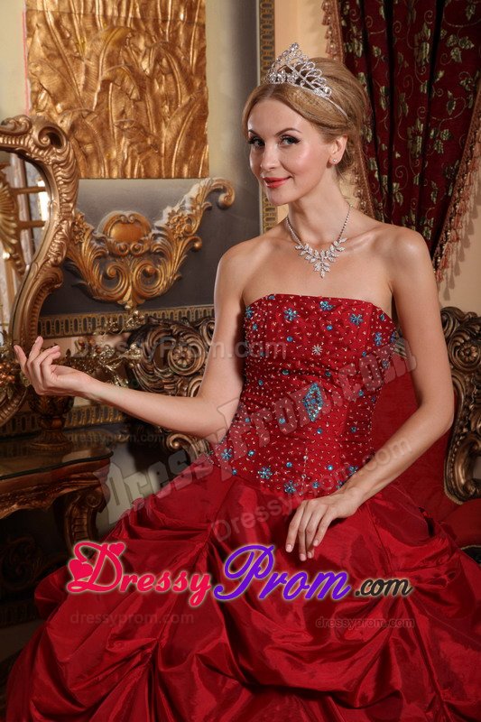 2013 On Sale Wine Red Quinceanera Dress with Beading Pick Ups