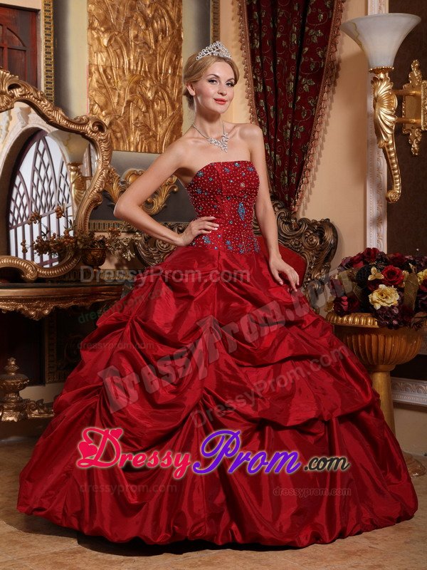 2013 On Sale Wine Red Quinceanera Dress with Beading Pick Ups