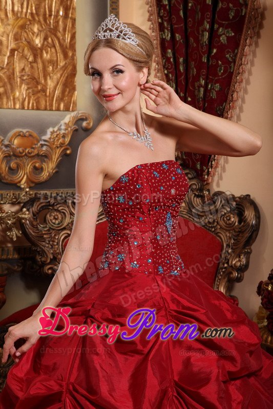 2013 On Sale Wine Red Quinceanera Dress with Beading Pick Ups