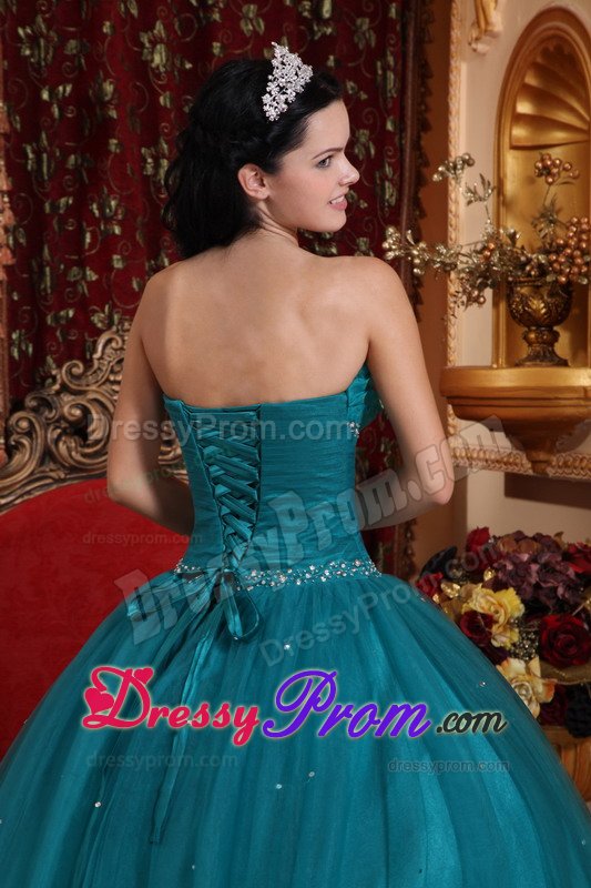 New Beaded Teal Quinceanera Dresses with Handmade Flower