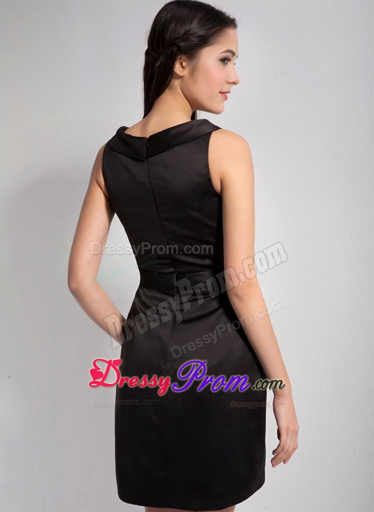 Simple Column Bateau Mini Length Prom Little Black Dress 2014